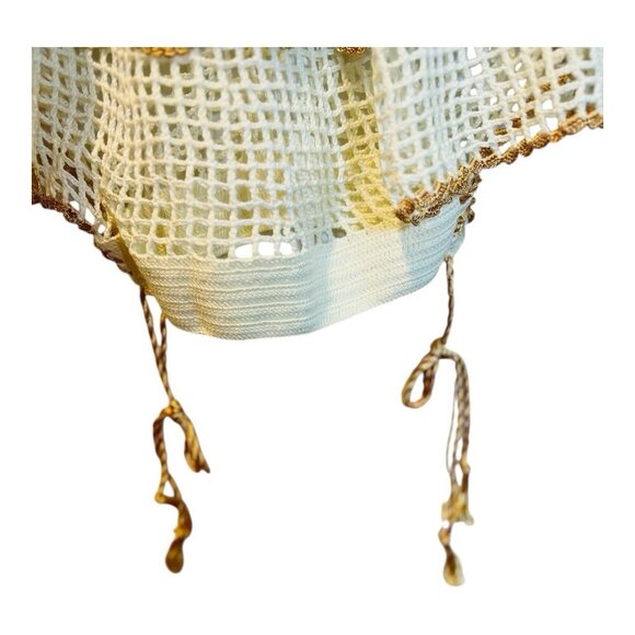 My Beachy Side Rima Scalloped Crop Top Medium Crochet Malibu Blue $235 Boho - Picture 6 of 8